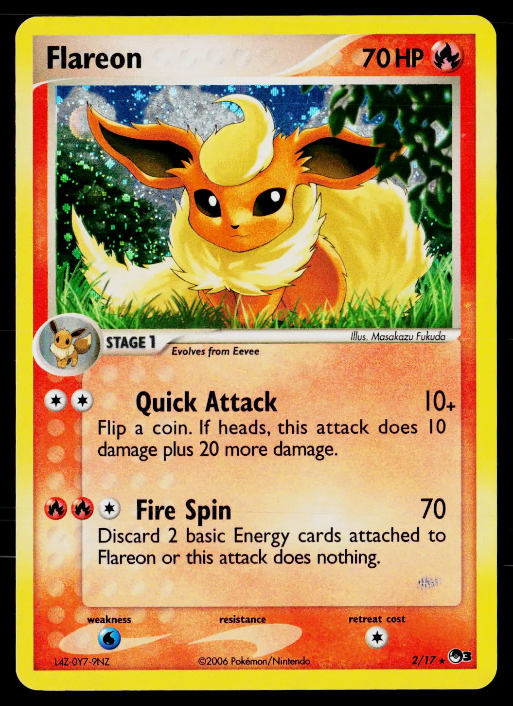 2006 Pokemon POP Series 3 Flareon Rare 2/17 