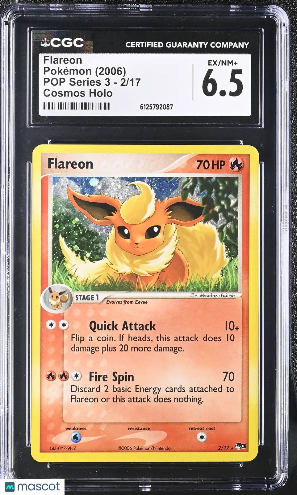 2006 Pokemon Pop Series 3 Flareon Cosmos Holo 2/17 CGC 6.5 #2/17 