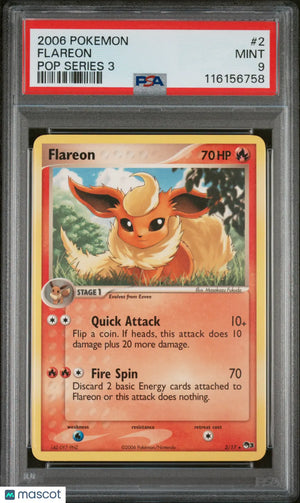 2006 Pokemon Pop Series 3 Flareon #2 Pop Series 3 PSA 9 