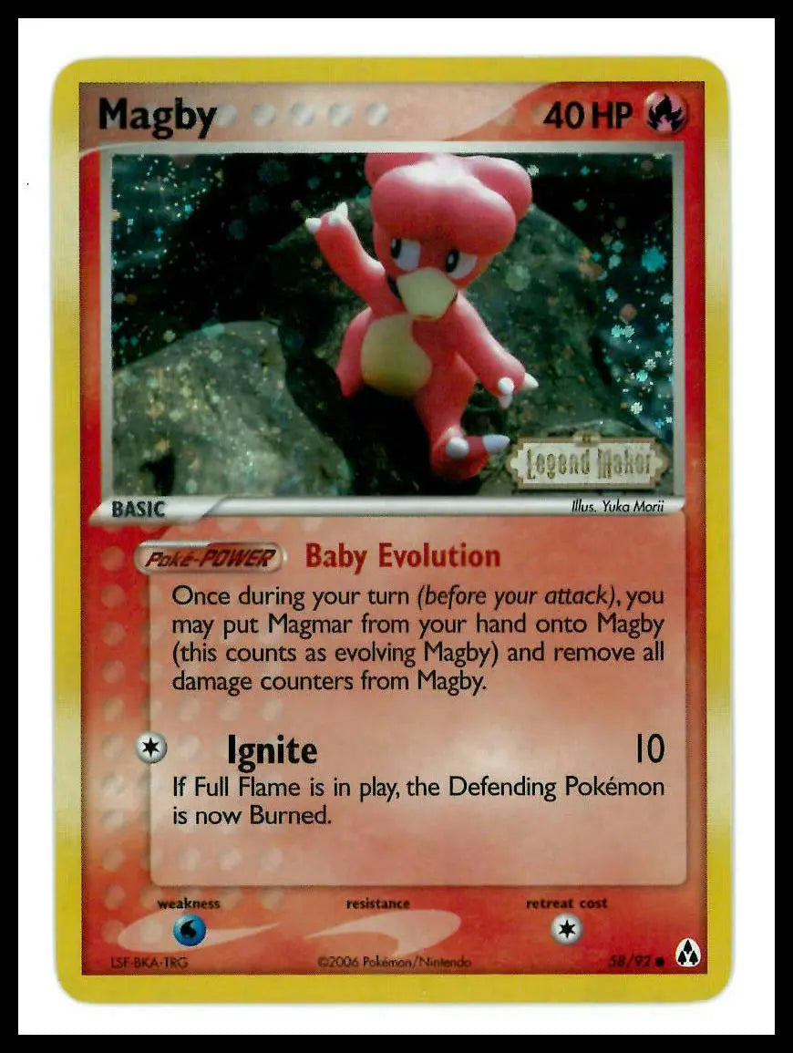 2006 Pokemon ex Legend Maker Magby Reverse Holo 58/92 