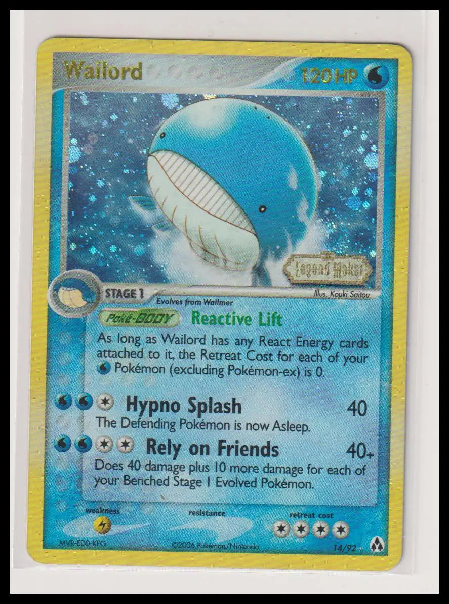 2006 Pokemon ex Legend Maker Wailord Reverse Holo 14/92 LP 