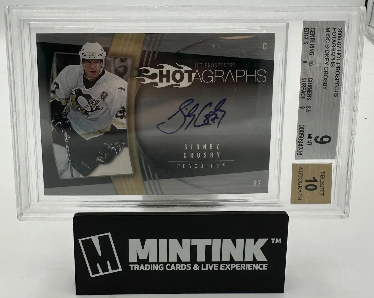 2006 UD Hot Prospects Hotagraphs Autograph Sidney Crosby BGS 9 Auto 10 