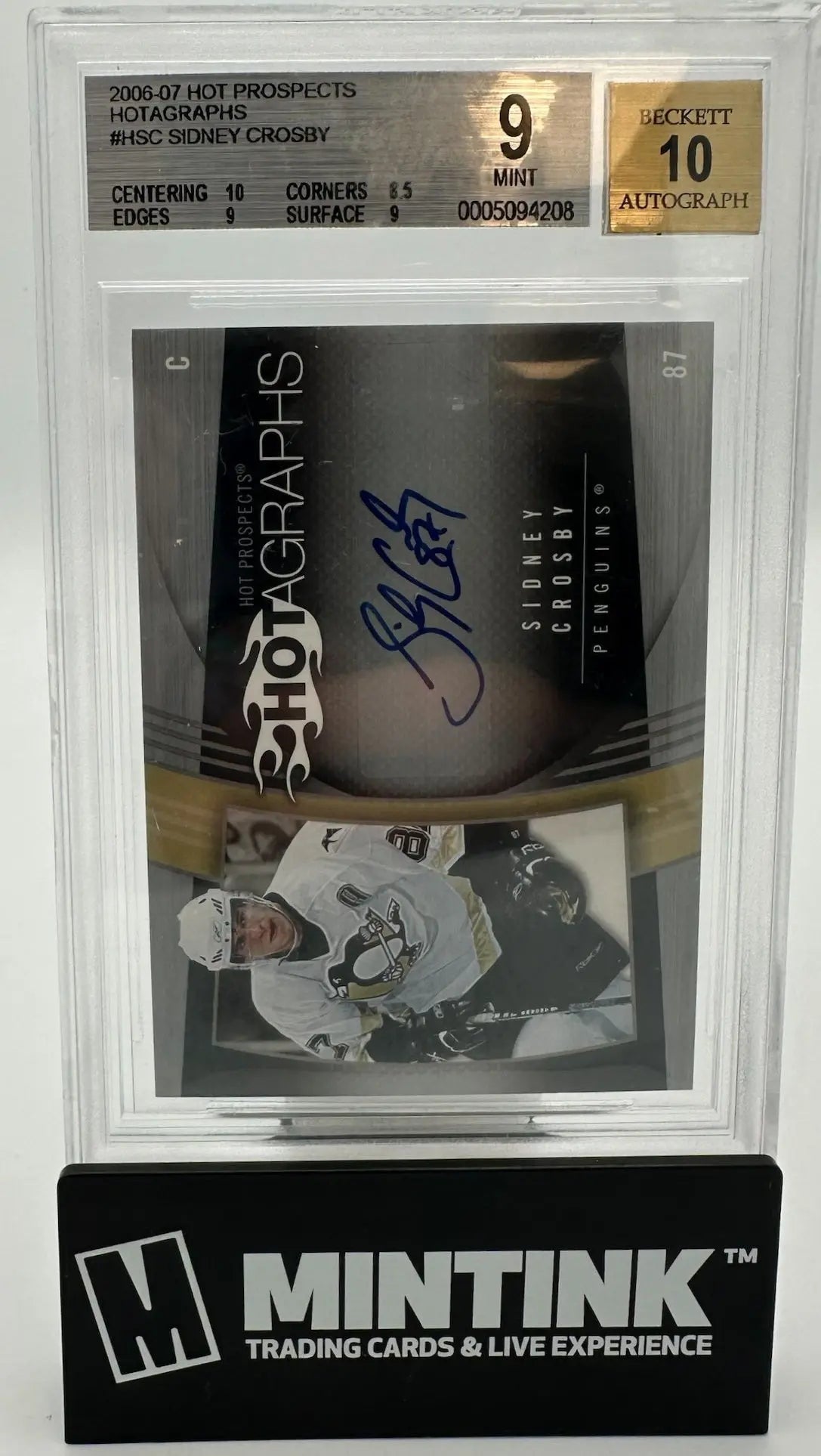 2006 UD Hot Prospects Hotagraphs Autograph Sidney Crosby BGS 9 Auto 10 
