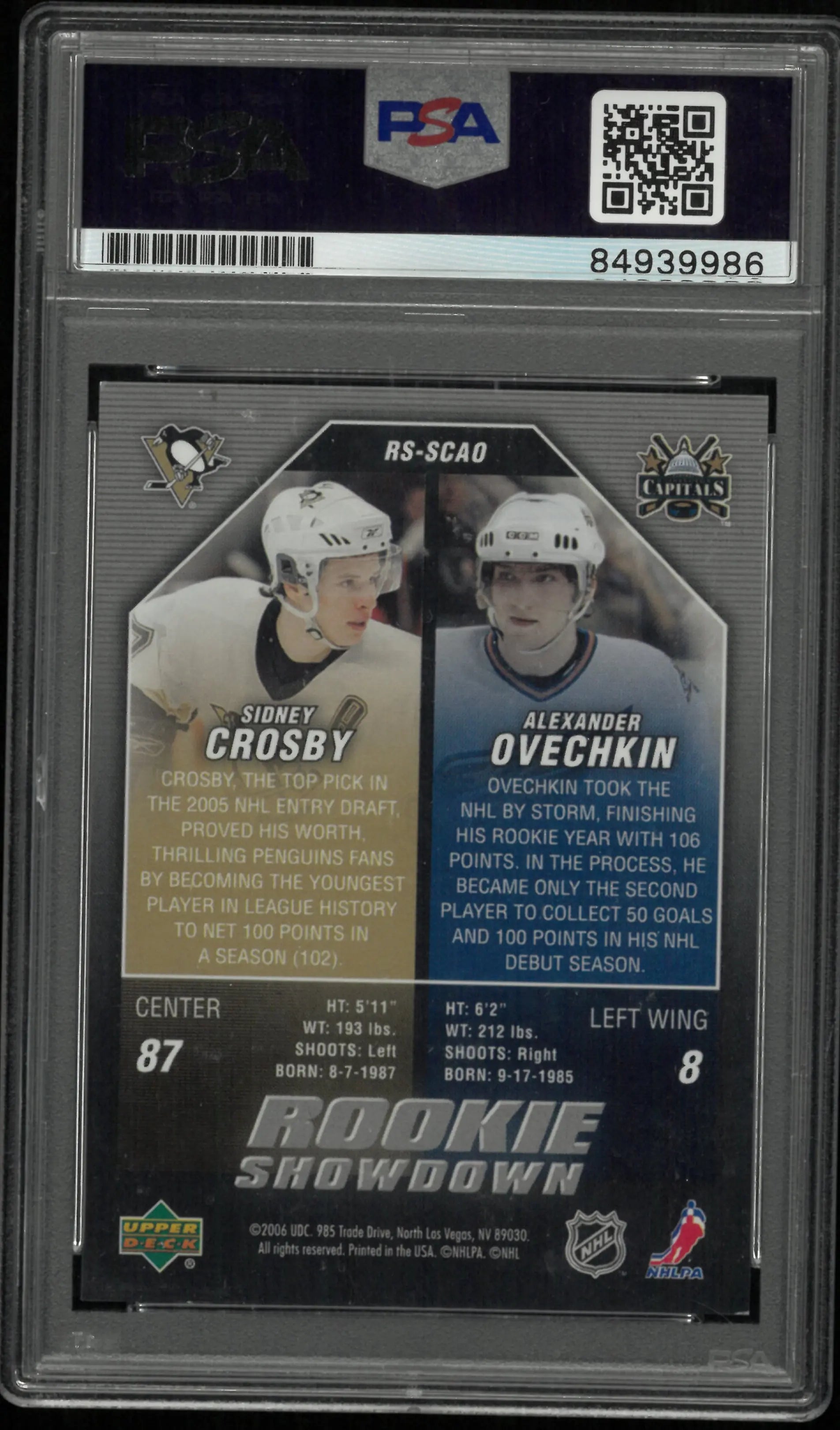 2006 Upper Deck Rookie Showdown Alex Ovechkin Autograph Auto RC PSA Authentic 