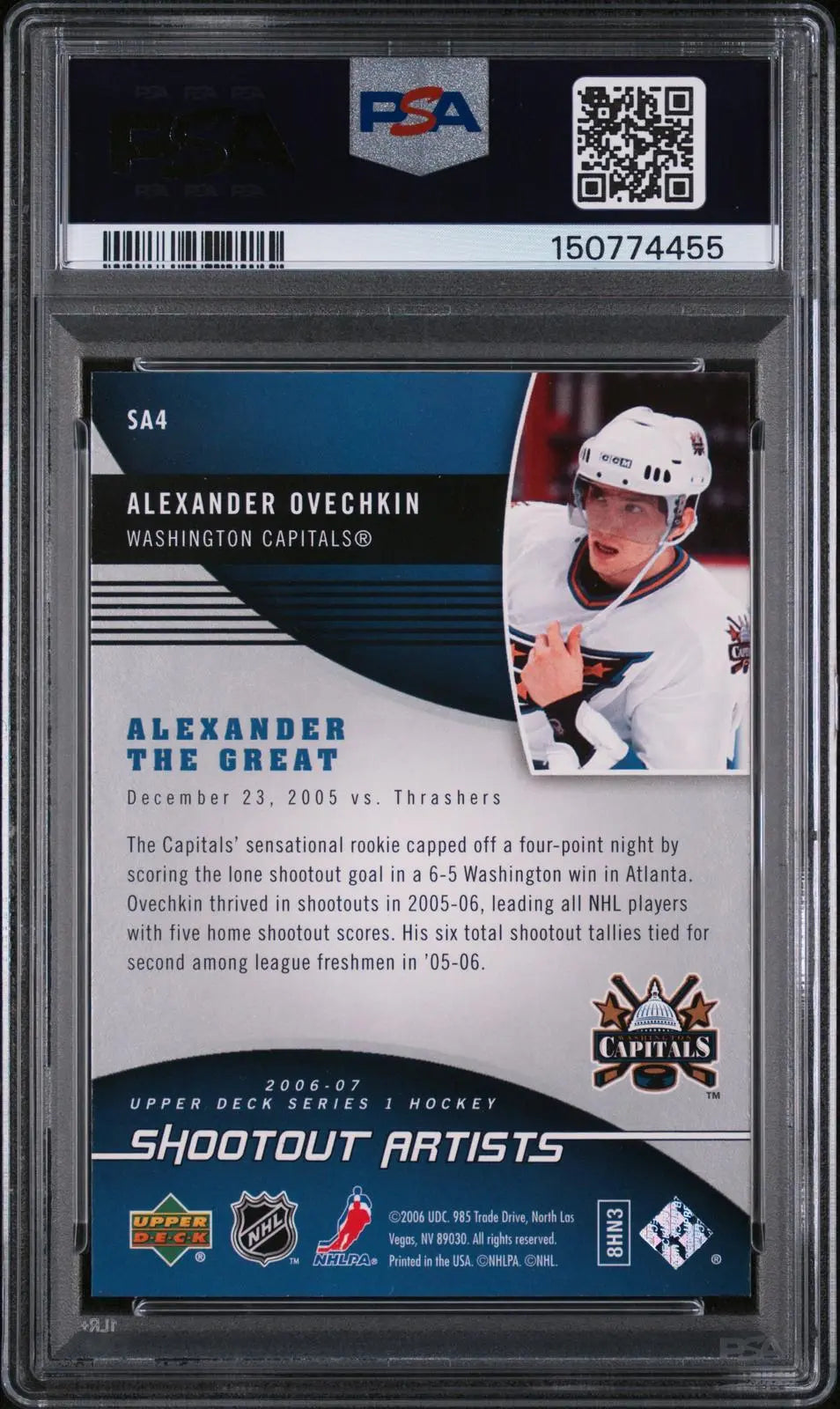 2006 Upper Deck Shootout Artists Alexander Ovechkin PSA 9 