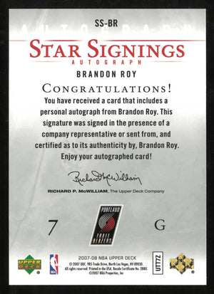 2007-08 NBA Upper Deck Star Signings Autograph Brandon Roy Auto 