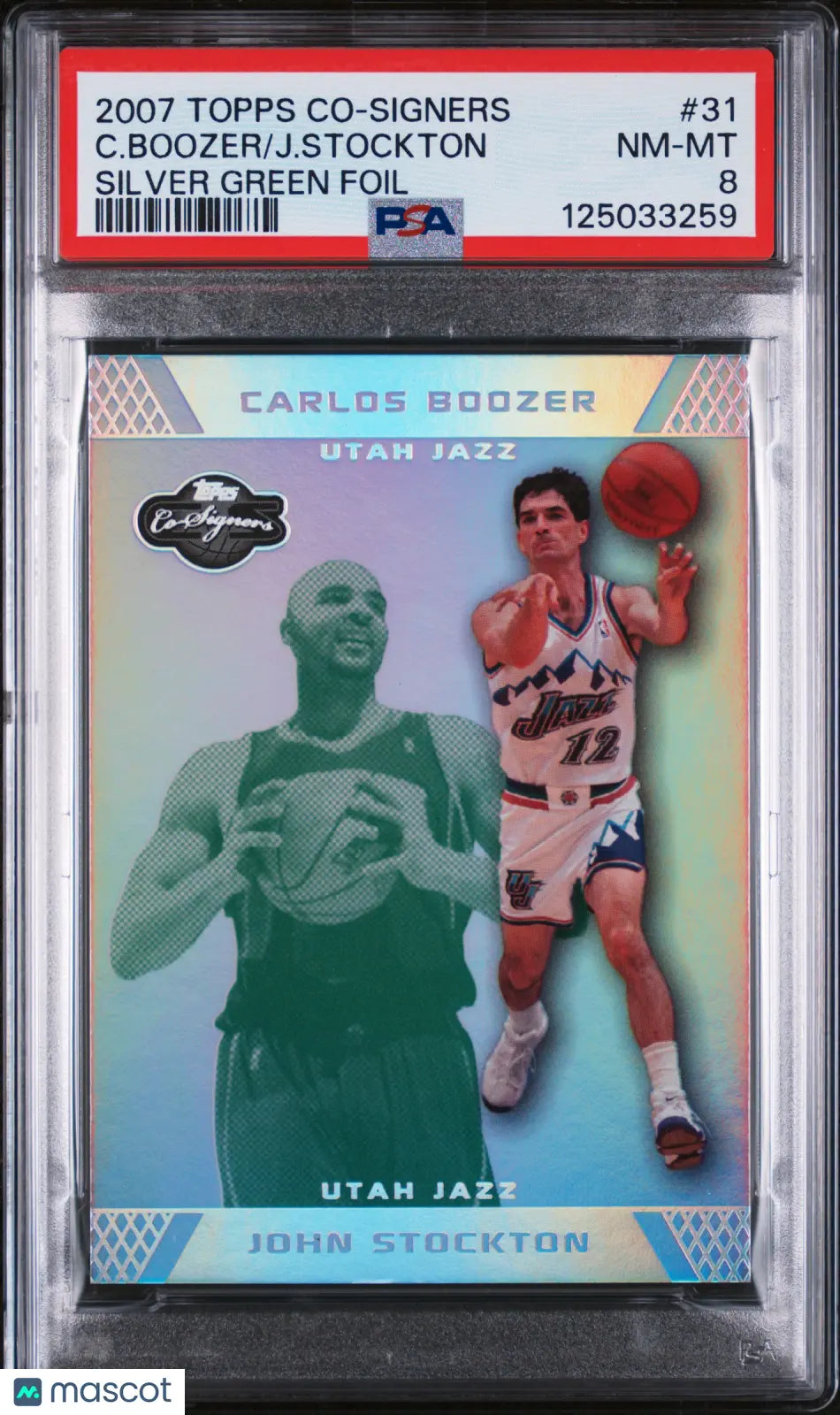 2007-08 Topps Co-Signers /19 J. Stockton C. Boozer #31 Silver Green Foil PSA 8 