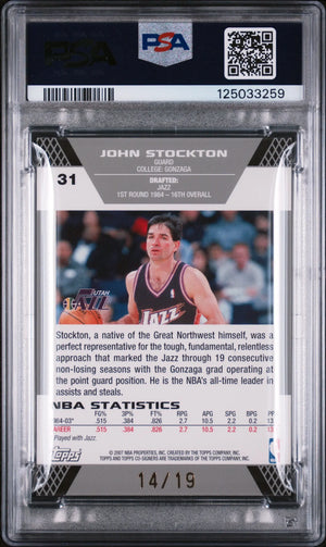 2007-08 Topps Co-Signers /19 J. Stockton C. Boozer #31 Silver Green Foil PSA 8 
