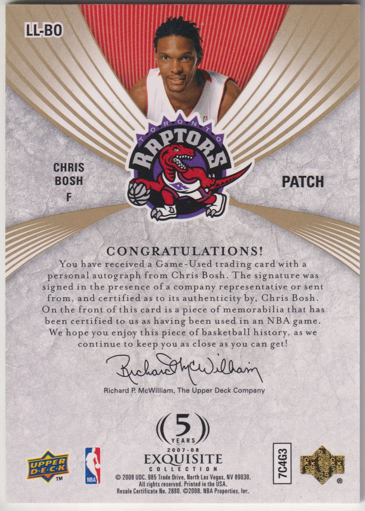2007-08 UD Exquisite Collection Limited Logos Autograph Patch Chris Bosh Auto /50 