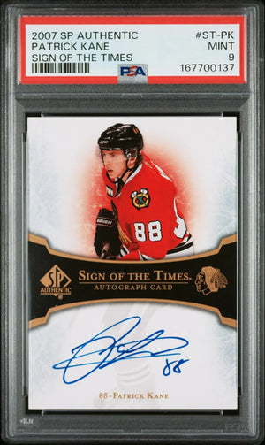 2007-08 UD SP Authentic Sign Of The Times Rookie Autograph Patrick Kane RC PSA 9 