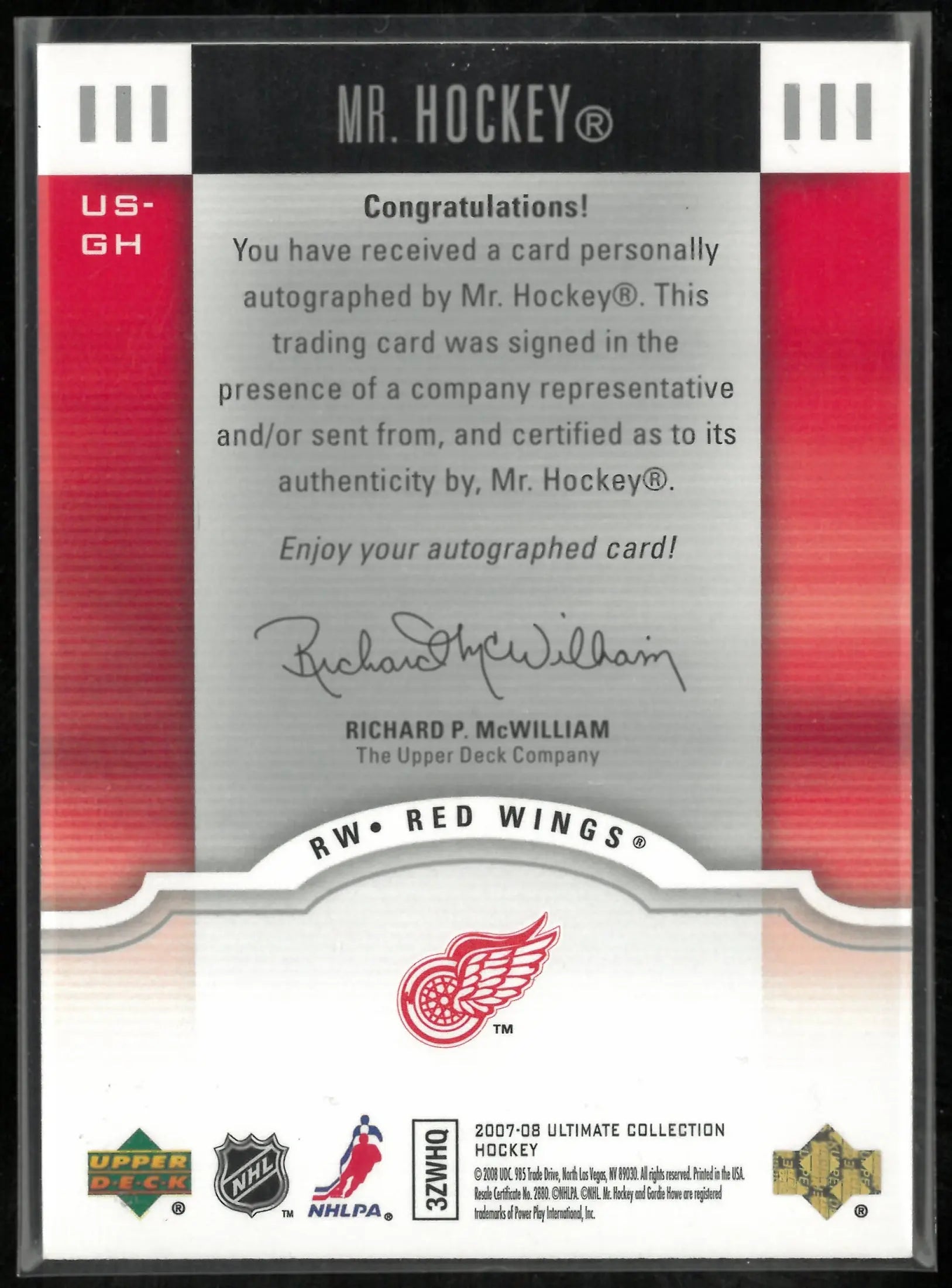 2007-08 UD Ultimate Hockey Mr. Hockey Gordie Howe Auto Autograph 