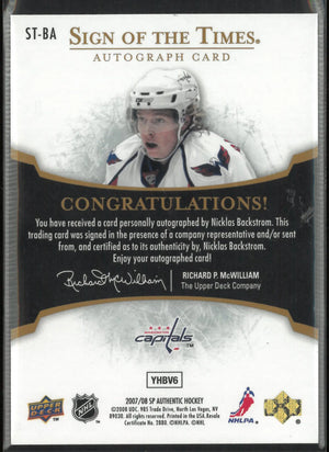 2007-08 Upper Deck SP Authentic Sign Of The Times Autograph Nicklas Backstrom 