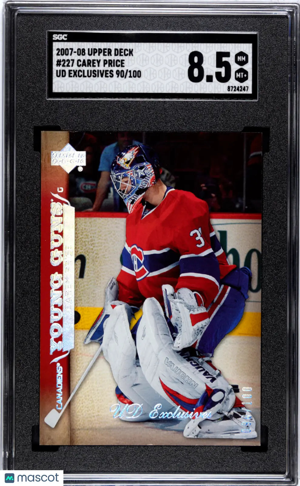 2007-08 Upper Deck Series 1 Carey Price Young Guns RC UD Exclusives SGC 8.5 /100 