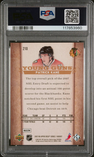 2007-08 Upper Deck Series 1 Young Guns RC Patrick Kane #210 PSA 9 