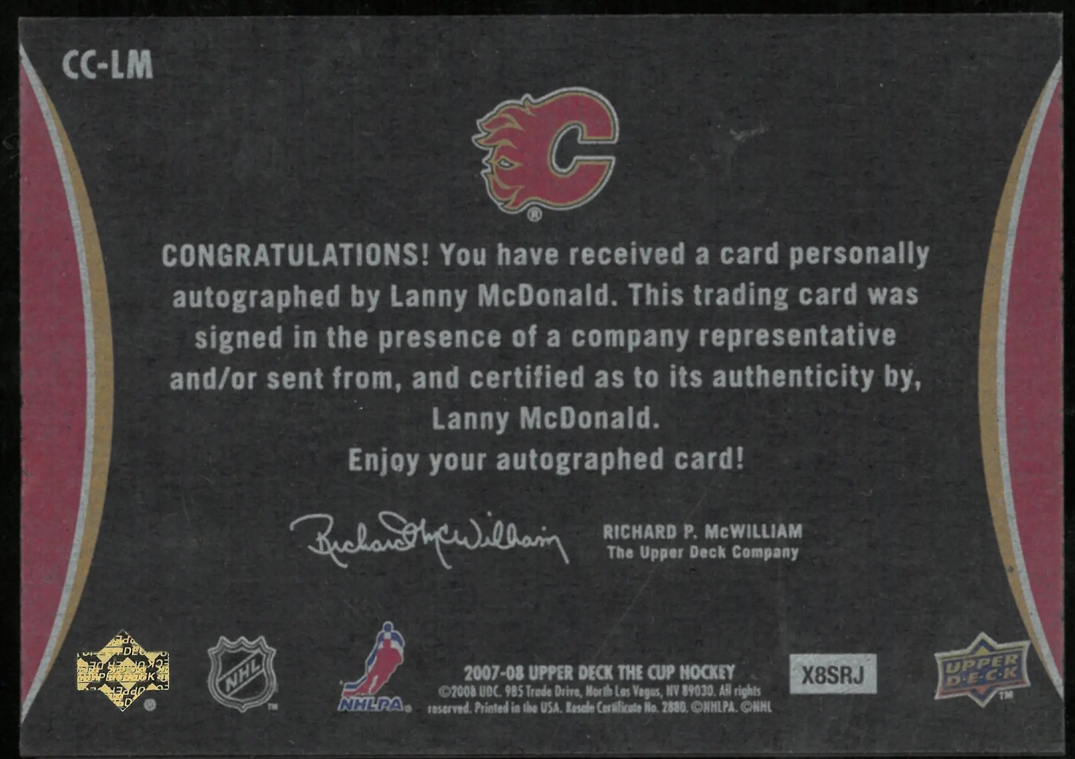 2007-08 Upper Deck The Cup Chirography Auto Lanny McDonald /50 
