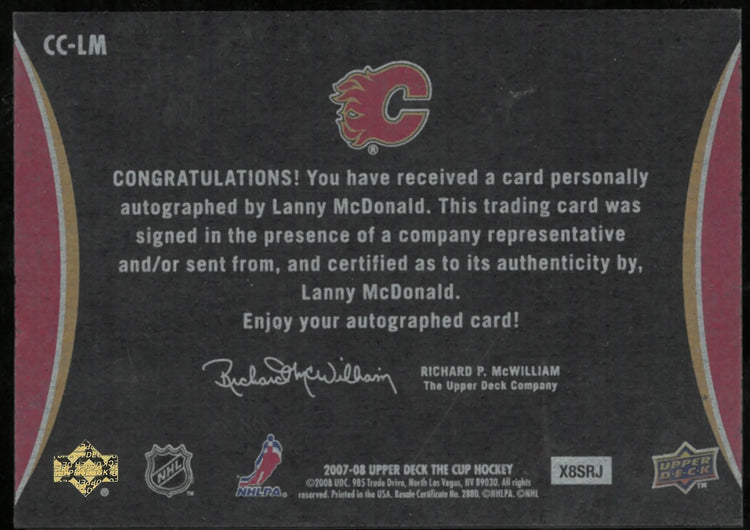 2007-08 Upper Deck The Cup Chirography Auto Lanny McDonald /50 