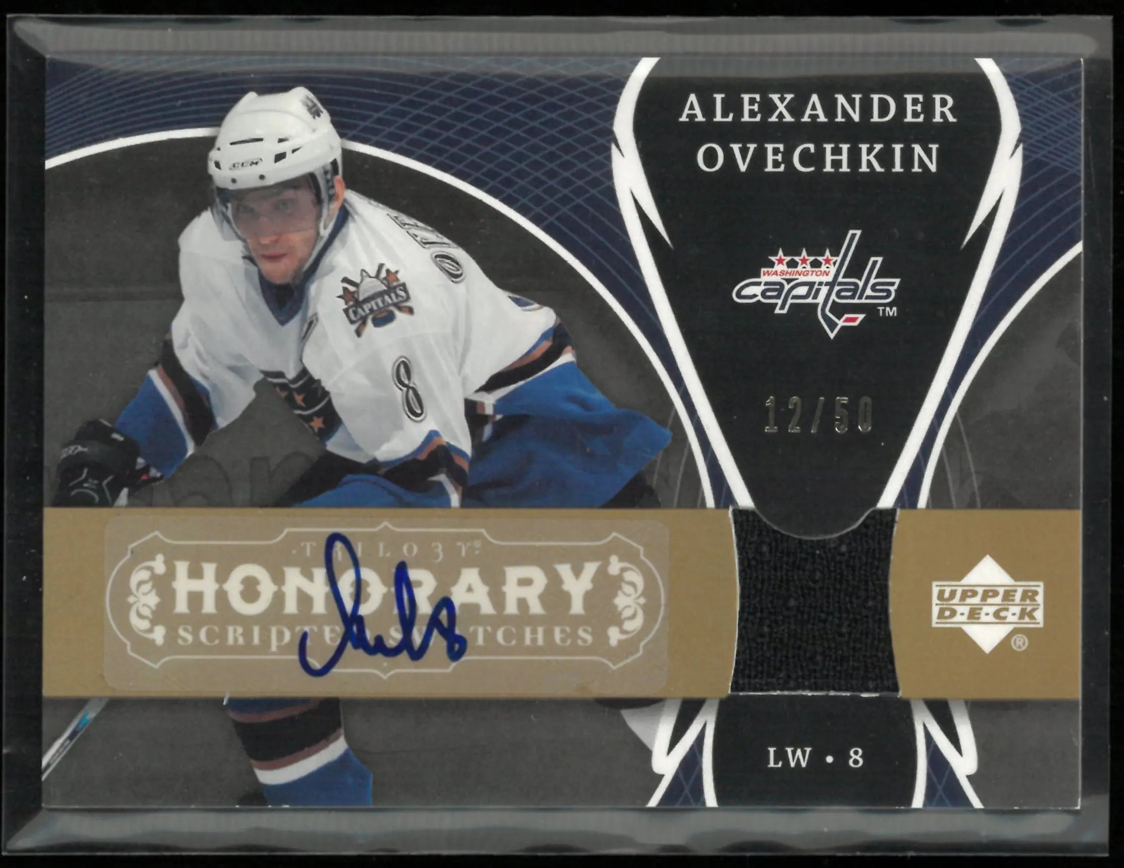 2007-08 Upper Deck Trilogy Honorary Scripted Swatches Alexander Ovechkin Patch Auto /50 