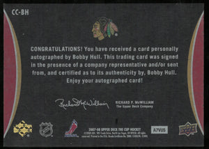 2007-2008 UD The Cup Chirography Bobby Hull Auto /50 