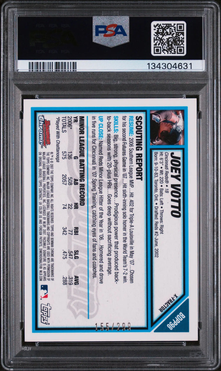 2007 Bowman Chrome Draft Picks&Prospects Joey Votto Auto DP Xfractor PSA 9 /299 