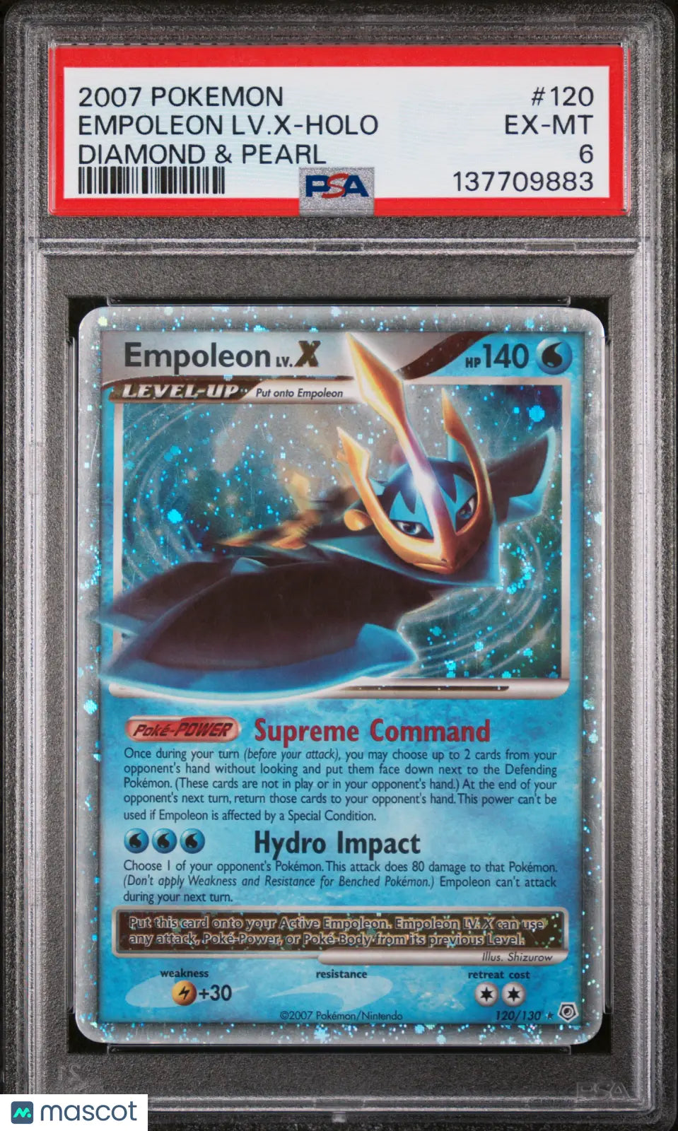 2007 Pokemon Diamond & Pearl Empoleon LV. X Holo Diamond & Pearl PSA 6 120/130 