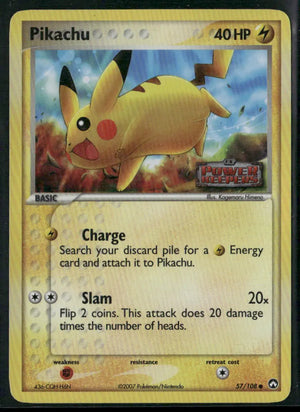 2007 Pokemon EX Power Keepers Reverse Holofoil Pikachu 57/108 LP 