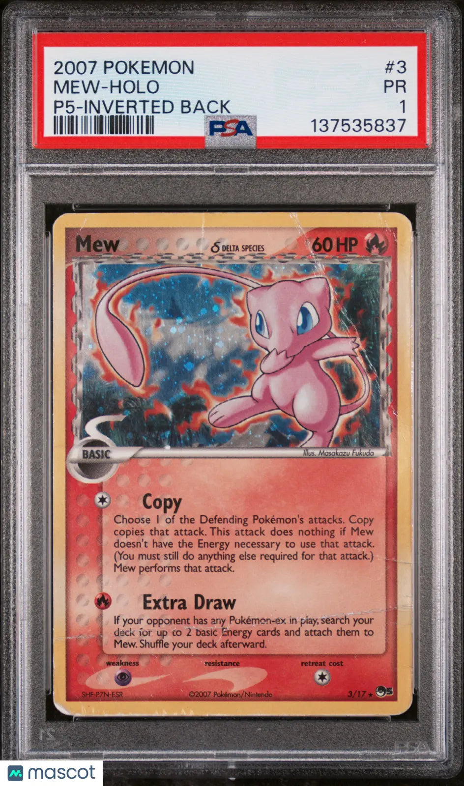 2007 Pokemon Pop Series 5 Mew Holo P5-Inverted Back PSA 1 #3 