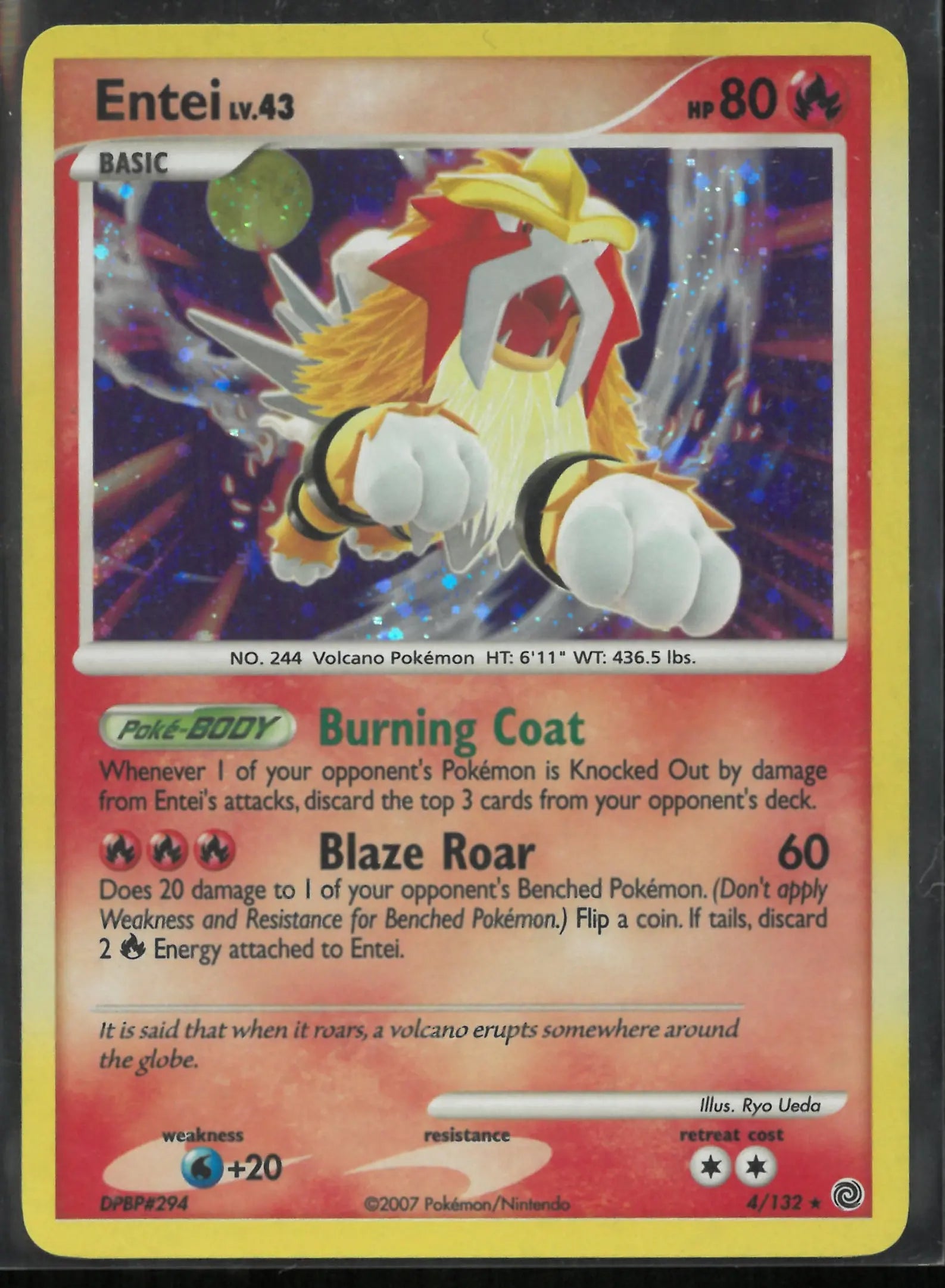 2007 Pokemon Secret Wonders Entei Holo Rare 4/132 