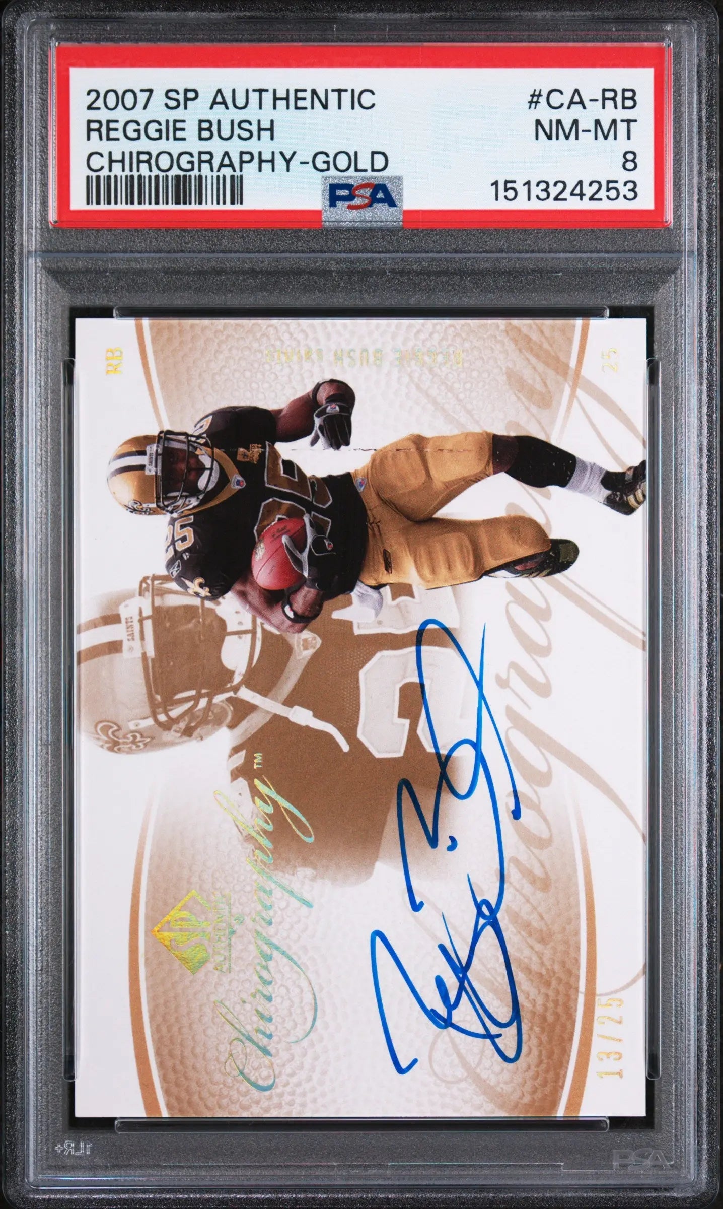 2007 SP Authentic Gold Chirography Auto Reggie Bush #CA-RB /25 PSA 8 