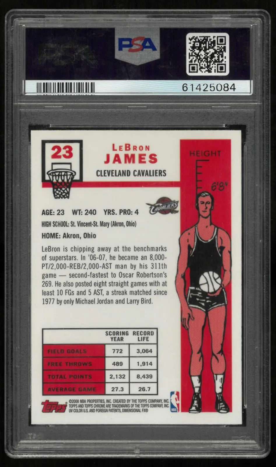 2007 Topps Chrome Basketball Lebron James 1957-58 Variation PSA 9 