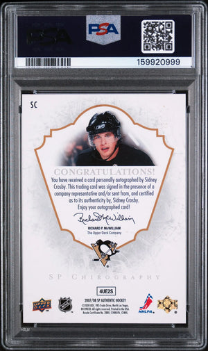 2007 UD SP Authentic Chirography Auto Sidney Crosby /75 PSA Authentic Auto 10 