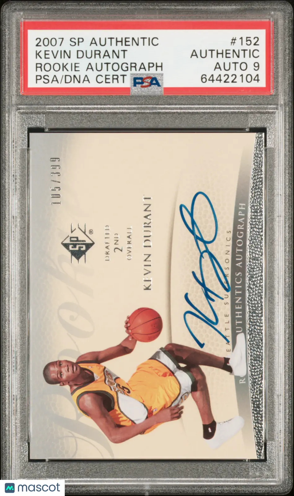 2007 UD SP Authentic Kevin Durant RC Rookie Auto PSA Authentic Auto 9 /399 