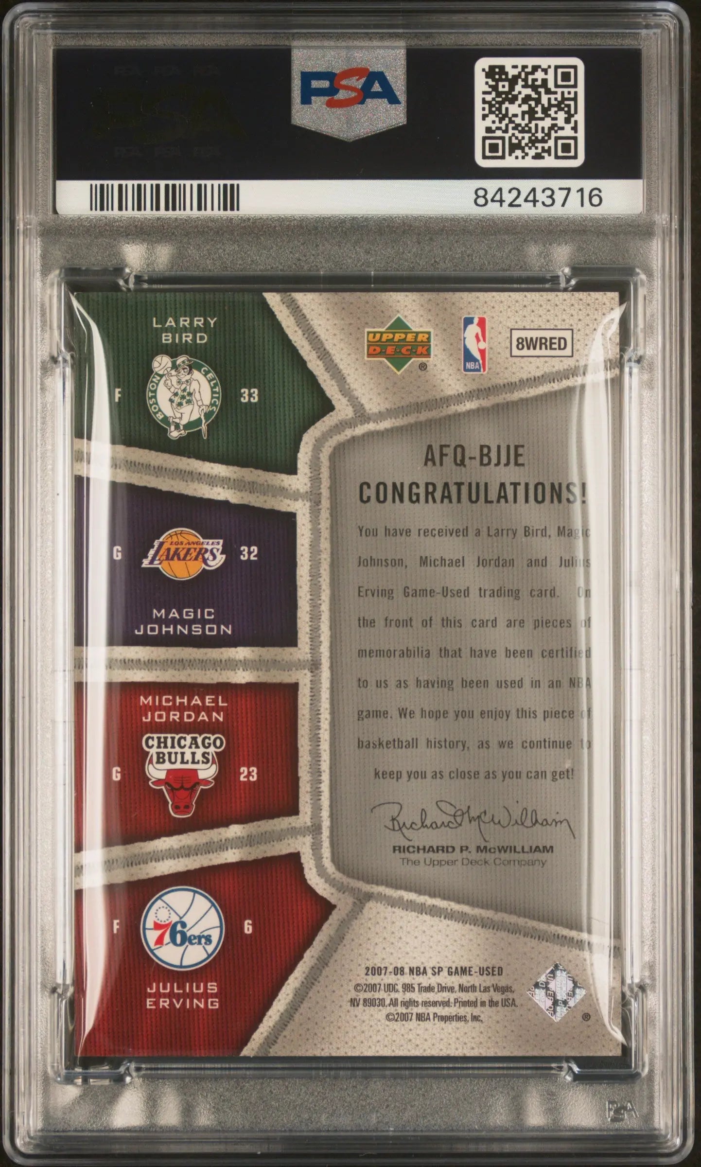 2007 UD SP Game Used Authentic Quad Patch Bird Johnson