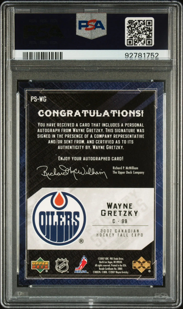 2007 UD Toronto Fall Expo Priority Signings Autograph Wayne Gretzky Auto 1/5 PSA 7 