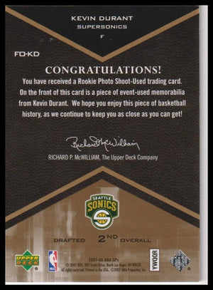 2007 Upper Deck Freshman Orientation Rookie Patch Kevin Durant RC 