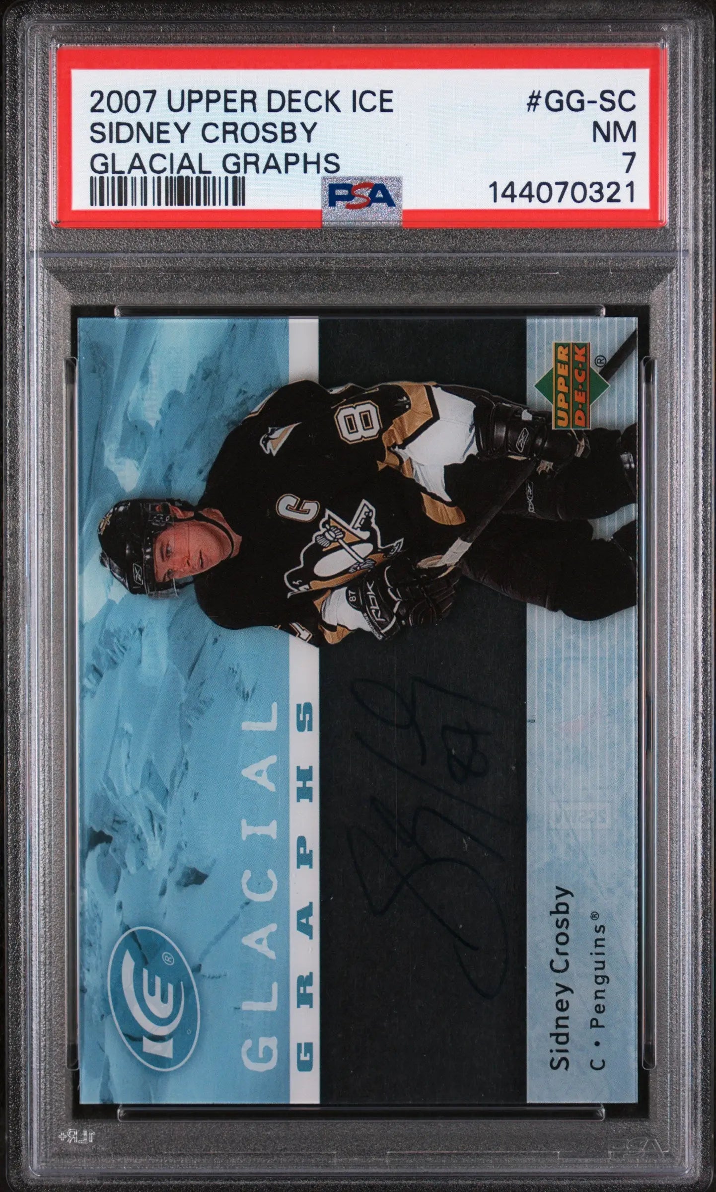 2007 Upper Deck Ice Glacial Graphs Auto Sidney Crosby PSA 7 