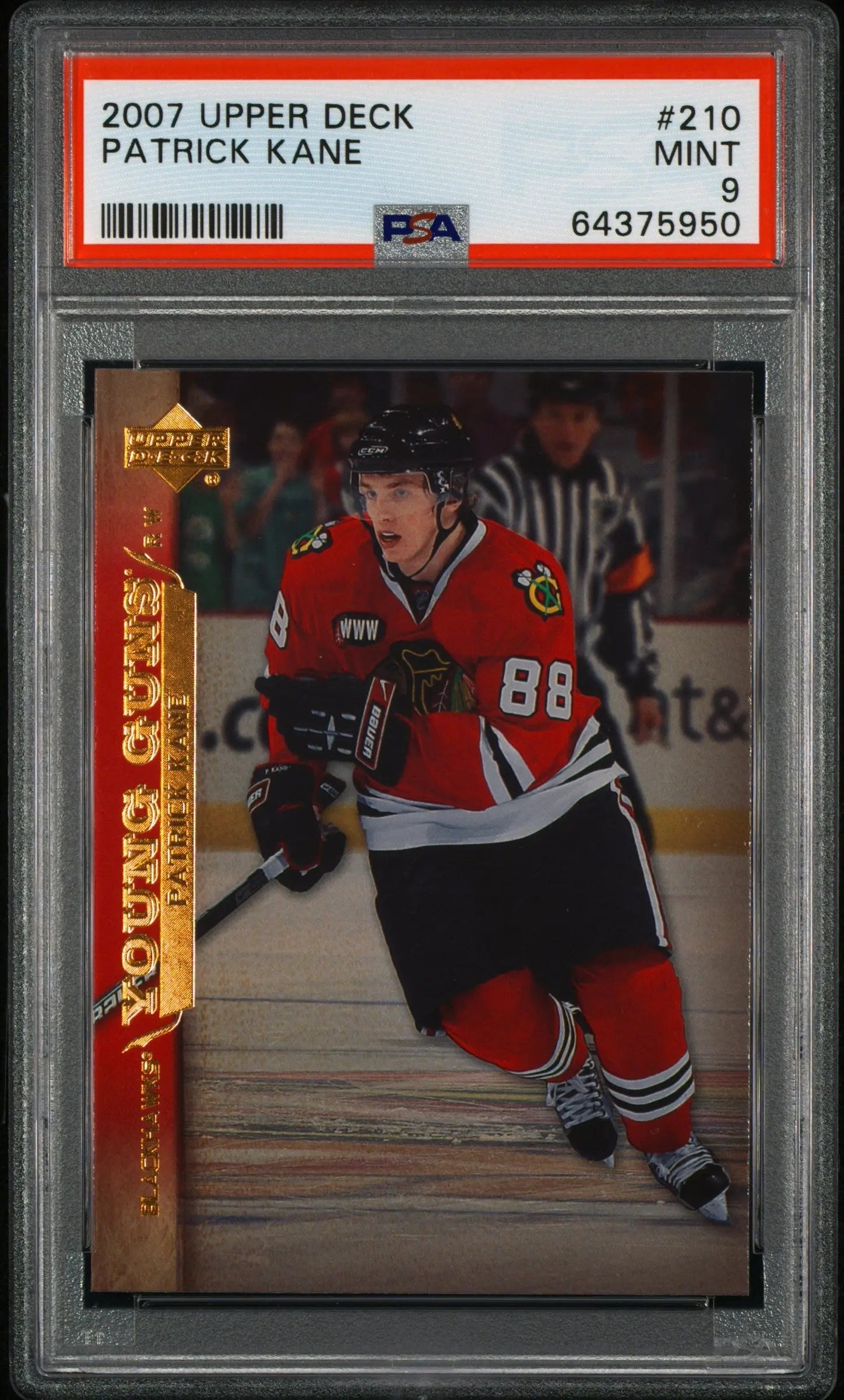 2007 Upper Deck Series 1 Young Guns Rookie Patrick Kane RC PSA 9 
