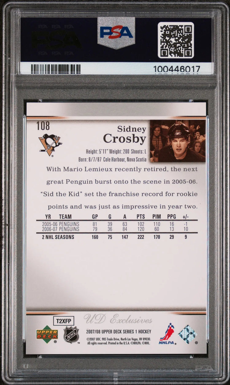2007 Upper Deck Sidney Crosby UD Exclusives PSA 8 /100 