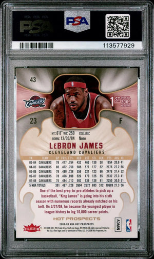 2008-09 Fleer NBA Hot Prospects Basketball Lebron James PSA 10 