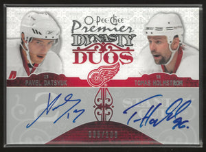2008-09 UD O-Pee-Chee Premier NHL Stanley Cup Champs Auto Datsyuk/Holmstrom /100 