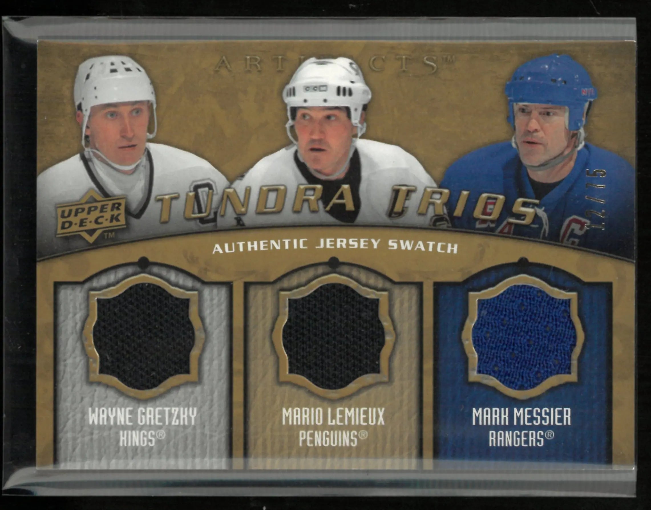 2008-09 Upper Deck Artifacts Tundra Trios Wayne Gretzky/Mario Lemieux/Mark Messier Jersey Patch /75 