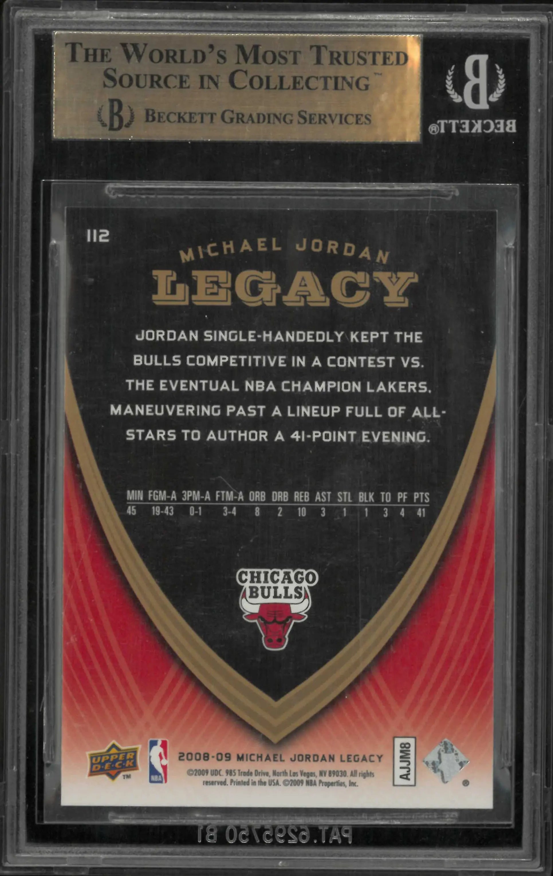 2008-09 Upper Deck Michael Jordan Legacy Collection Michael Jordan BGS 9.5 