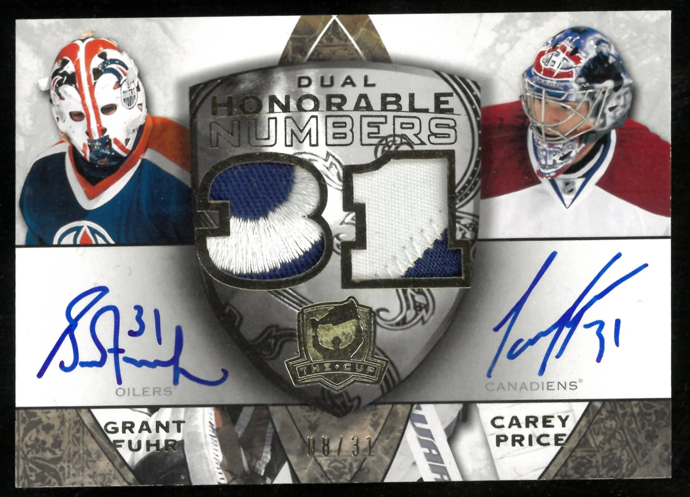 2008-09 Upper Deck The Cup Dual Honorable Numbers Patch Auto Grant Fuhr Carey Price /31 