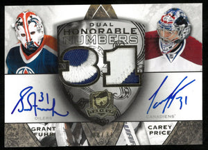 2008-09 Upper Deck The Cup Dual Honorable Numbers Patch Auto Grant Fuhr Carey Price /31 