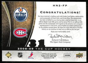 2008-09 Upper Deck The Cup Dual Honorable Numbers Patch Auto Grant Fuhr Carey Price /31 