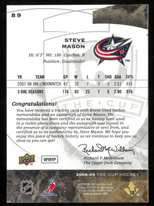 2008-09 Upper Deck The Cup Rookie Patch Auto Steve Mason /249 