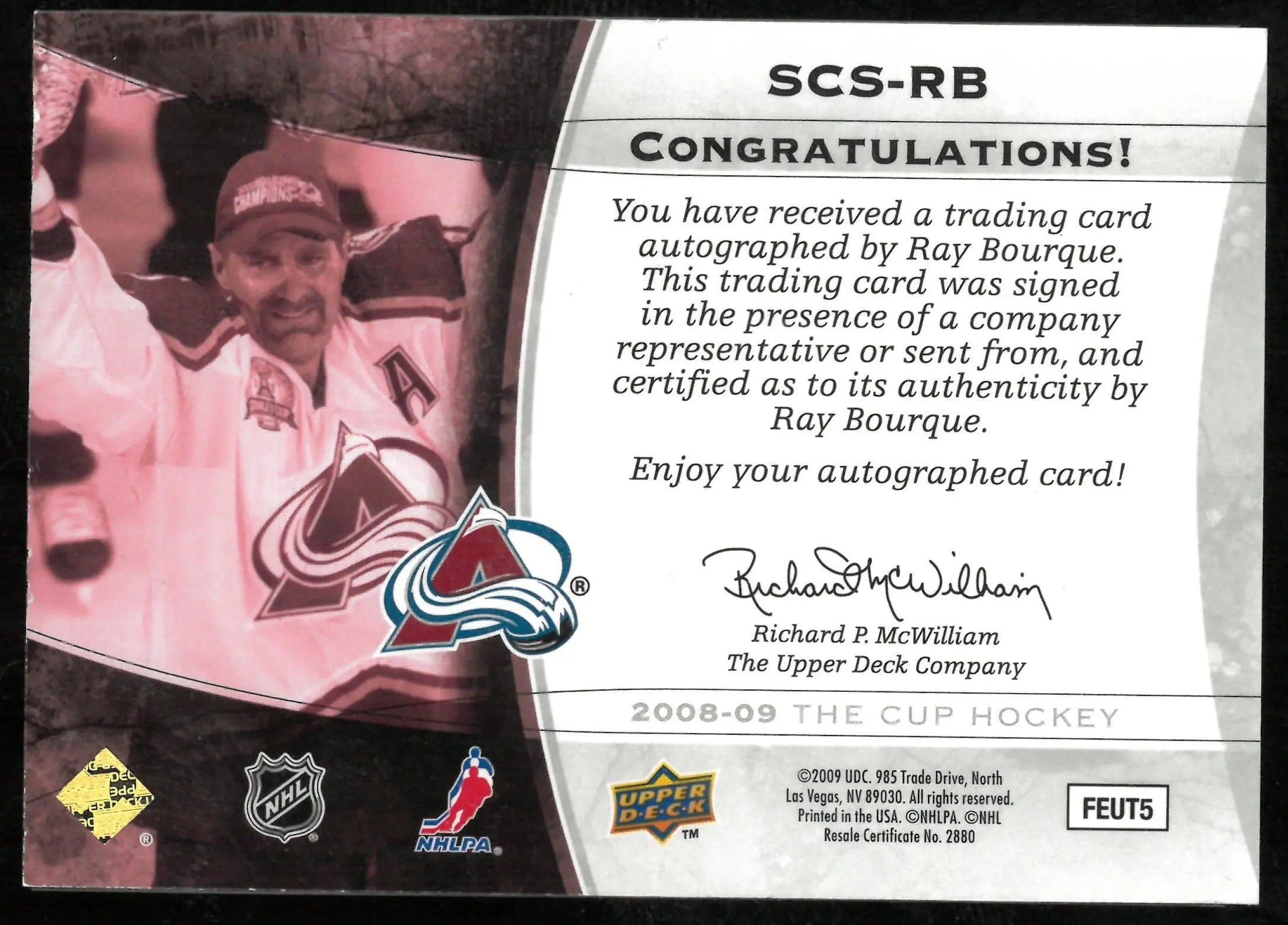 2008-09 Upper Deck The Cup Stanley Cup Signatures Auto Ray Bourque /50 