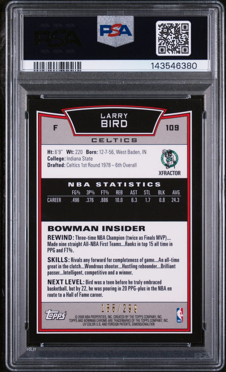 2008 Bowman Chrome Larry Bird Xfractor /299 PSA 9 