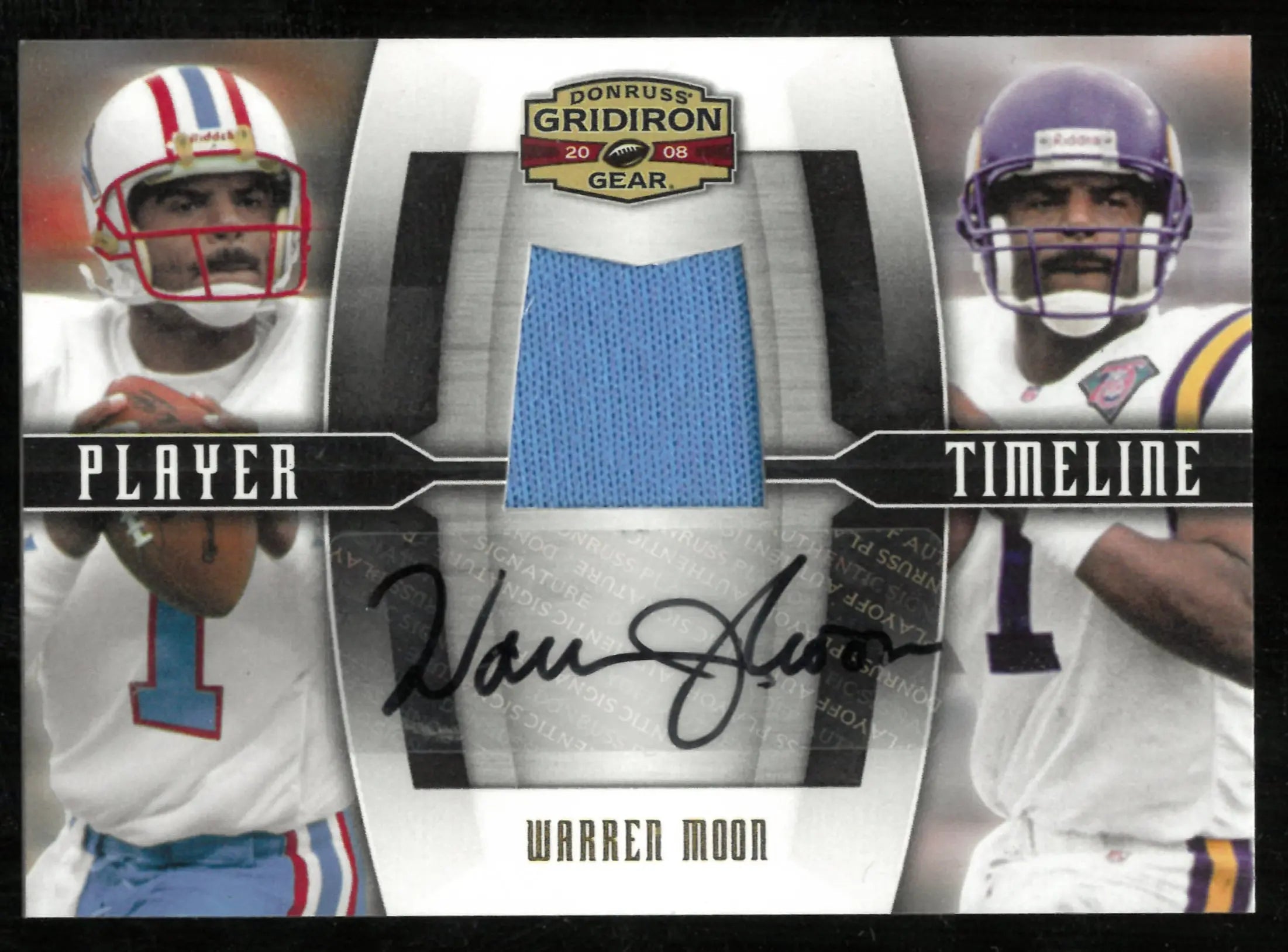 2008 Donruss Playoff Gridiron Gear Player Timeline Patch Warren Moon /10 
