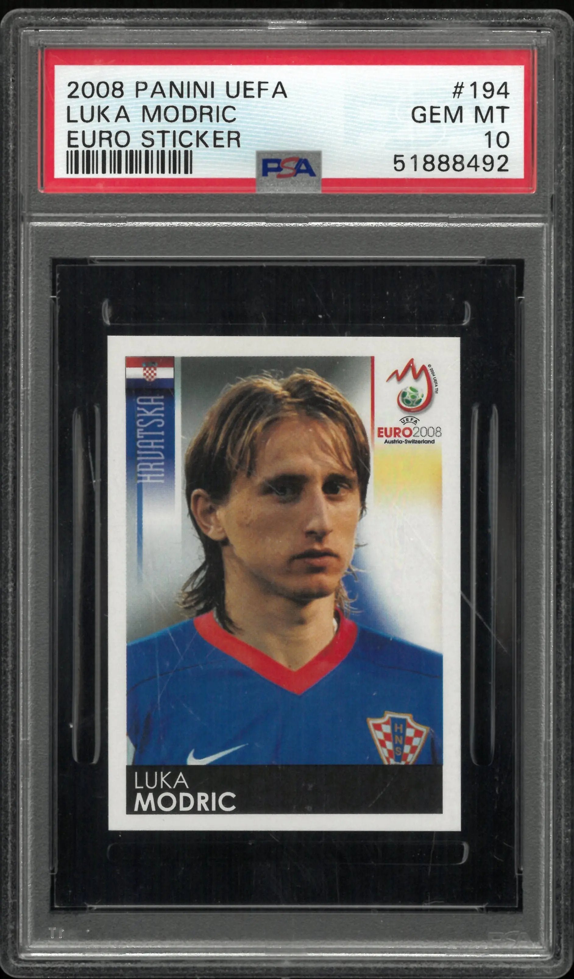 2008 Panini UEFA Euro Sticker Luka Modric #194 PSA 10 