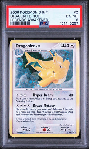 2008 Pokemon Diamond & Pearl Legends Awakened Dragonite Holo 2/146 PSA 6 